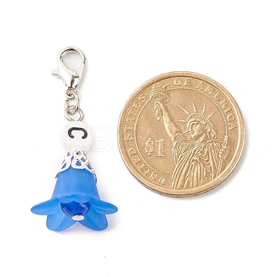 Frosted Flower Transparent Acrylic Pendant Decoration HJEW-JM00628-03-1