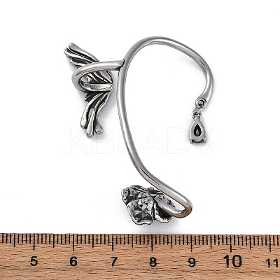 316 Surgical Stainless Steel Black Cubic Zirconia Cuff Earrings EJEW-E300-27AS-01-1
