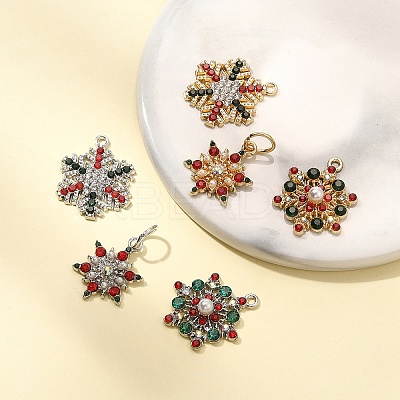 6Pcs 6 Styles Rack Plating Alloy Rhinestone Pendants FIND-YW0005-63-1
