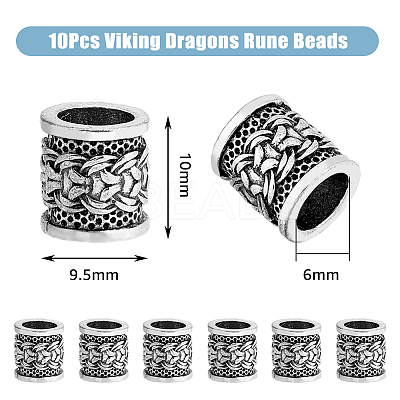 10Pcs Tibetan Style Alloy Dreadlocks Braiding Beads OHAR-DC0001-06A-1