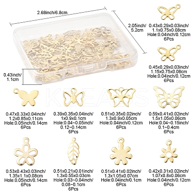 60Pcs 10 Styles 304 & 201 Stainless Steel Charms STAS-FS0001-93-1