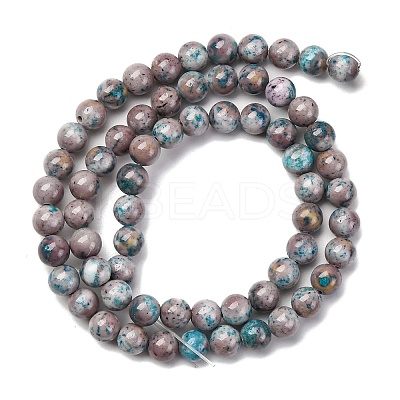 Natural Dyed Marble Beads Strands G-P593-6mm-07-1