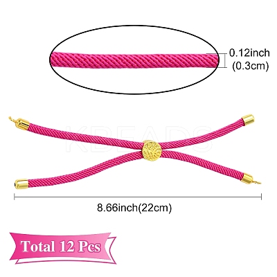 12Pcs 3 Colors Nylon Cords Bracelet Makings Fit for Connector Charms AJEW-YW0001-40A-1