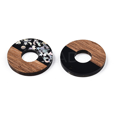 Opaque Resin & Walnut Wood Pendants RESI-N039-63C-1