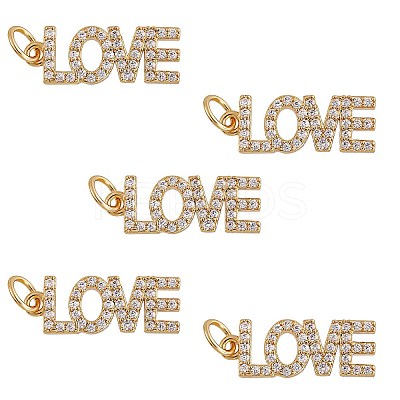 5Pcs Brass Micro Pave Clear Cubic Zirconia Pendants ZIRC-SZ0002-02-1