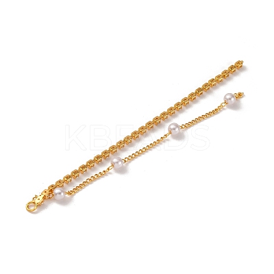Brass Micro Pave Clear Cubic Zirconia & ABS Plastic Pearl Big Pendants KK-G510-05G-1