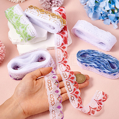 30 Yards 6 Colors Ethnic Style Polyester Flower Lace Trim OCOR-TA0001-83A-1