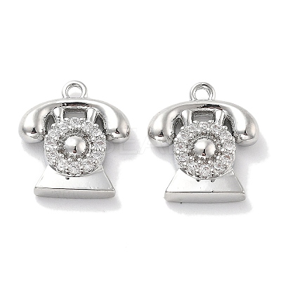 Rack Plating Brass Clear Cubic Zirconia Pendants KK-M102-14P-A-1