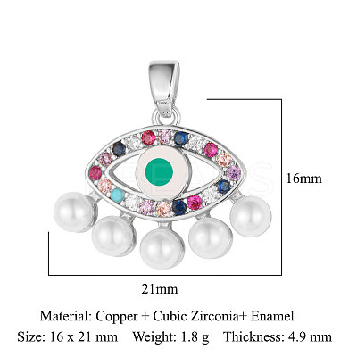 Brass Micro Pave Cubic Zirconia Pendants ZIRC-OY001-64P-1
