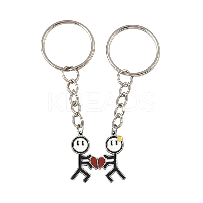 2Pcs 304 Stainless Steel Enamel Keychain KEYC-FS00034-02-1