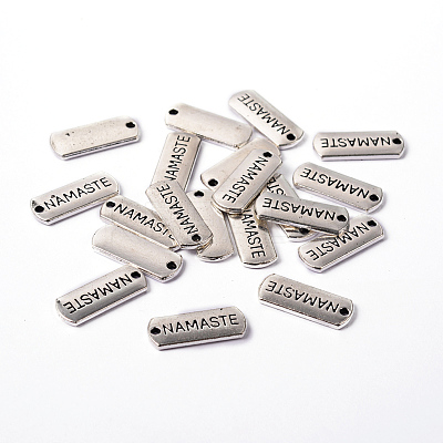 Tibetan Style Alloy Rectangle with Word Namaste Pendants LS-TIBEP-Q043-067-RS-1