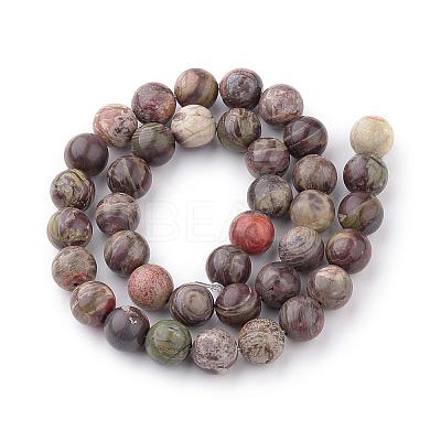Natural Flower Agate Beads Strands G-Q462-10mm-34-1