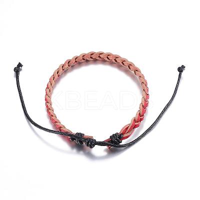 Adjustable Braided Leather Cord Bracelets BJEW-P099-21E-1