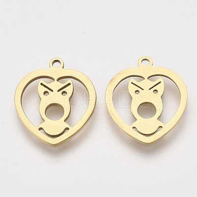 201 Stainless Steel Puppy Pendants X-STAS-S110-054G-1