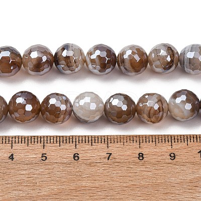 Electroplated Natural Agate Beads Strands G-B191-A07-10mm-12-1