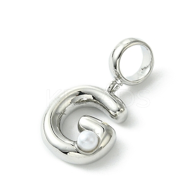 Rack Plating Brass with ABS Plastic Pearl European Dangle Charms KK-G501-02G-P-1