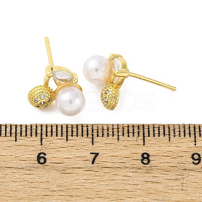 Cherry Brass Micro Pave Cubic Zirconia Stud Earrings EJEW-H158-08B-G-1