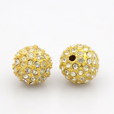 Golden Tone Alloy Grade A Rhinestone Beads RB-J298-12mm-01G-1
