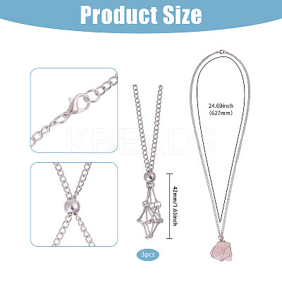 3Pcs 301 Stainless Steel Cable Chains Macrame Pouch Empty Stone Holder for Pendant Necklaces Making MAK-CA0001-18P-1