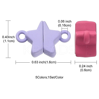 5 Sets 5 Colors Star Alloy Magnetic Clasps PALLOY-YW0001-29-1