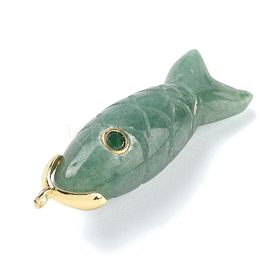 Natural Green Aventurine Carved Pendants G-P599-07G-06-1