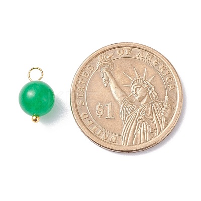 Dyed Natural White Jade Round Charms PALLOY-JF01147-01-1