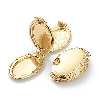 Brass Locket Pendants X-KK-P199-10G-1