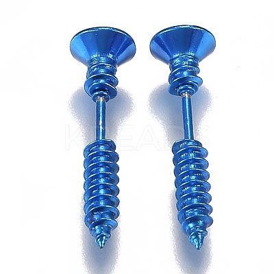 PVD Vacuum Plating 304 Stainless Steel Unisex Punk Hip-hop Rock Nail Shape Screw Pierced Stud Earrings EJEW-F261-01D-1