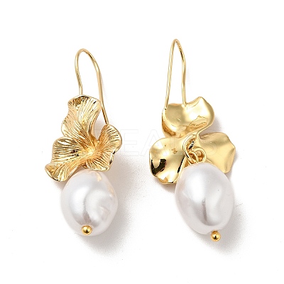 ABS Imitation Pearl Flower Dangle Earrings X-EJEW-F288-21G-1