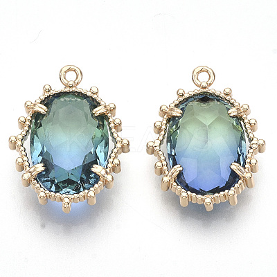 Transparent Faceted Glass Pendants GLAA-R212-04B-1