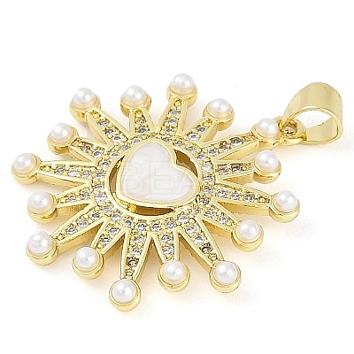 Rack Plating Brass Micro Pave Clear Cubic Zirconia Pendants KK-P287-46A-G-1