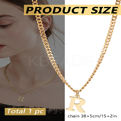 1Pc 304 Stainless Steel Letter Pendant Necklaces NJEW-LP0001-33R-G-1