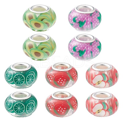10Pcs 5 Colors Transparent Resin European Rondelle Beads RPDL-YW0001-07A-1
