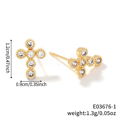 Brass Pave Clear Cubic Zirconia Stud Earrings LS-ZJ0177-2-1