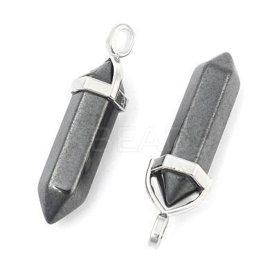 Natural Black Stone Double Terminated Pointed Pendants G-F295-04M-1