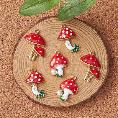 6Pcs 3 Style Autumn Theme Eco-Friendly Alloy Enamel Pendants ENAM-YW0003-34-1