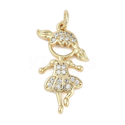 Rack Plating Brass Micro Pave Cubic Zirconia Pendant KK-H509-28G-1
