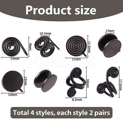16Pcs 4 Styles Alloy & 304 Stainless Steel Cuff Earrings EJEW-HS0001-17-1