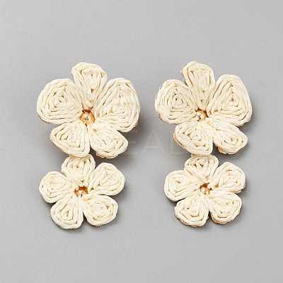 Ally with Raffia Grass Studs Earrings EJEW-WH20011-03E-1