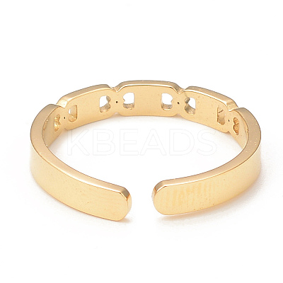 Crystal Rhinestone Oval with Square Open Cuff Ring RJEW-I096-20G-1