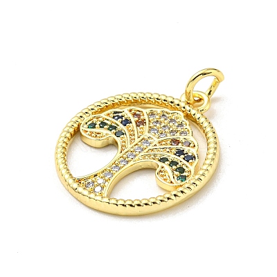 Brass Micro Pave Cubic Zirconia Pendants FIND-Z023-16G-1