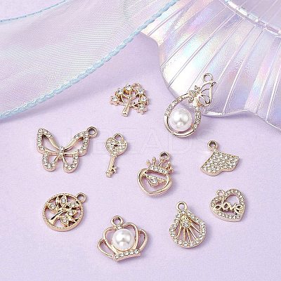 10Pcs 10 Style UV Plating Alloy Pendants ALRI-YW0001-17-1