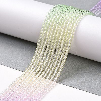 Transparent Gradient Color Glass Beads Strands GLAA-G101-2mm-03-1