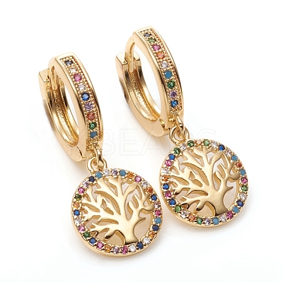 Brass Micro Pave Cubic Zirconia Huggie Hoop Earrings EJEW-G276-01G-1