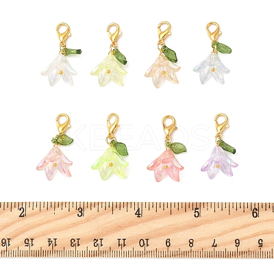 8Pcs 8 Colors Flower Acrylic Pendant Decorations HJEW-FS00034-02-1