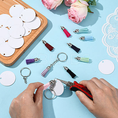 DIY Blank Double-sided Heat Transfer Aluminium Pendant Keychain Making Kits DIY-SP0005-26E-1
