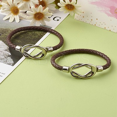 Braided Imitation Cowhide Leather Cord Bracelets for Couple BJEW-JB06443-1