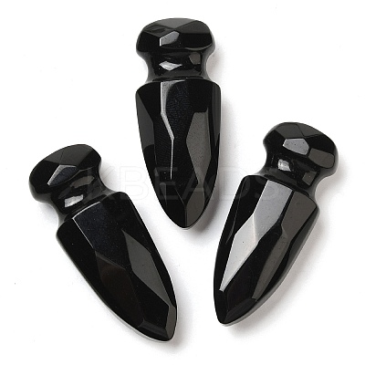 Natural Obsidian Craved Sword Model Ornament DJEW-C019-02J-1