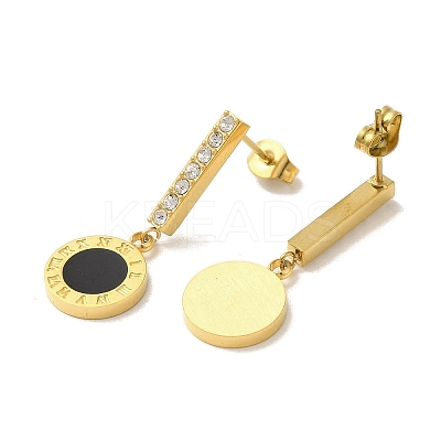 Ion Plating(IP) Stainless Steel Inlay Rhinestone & Enamel Stud Earrings for Women EJEW-M024-04G-1