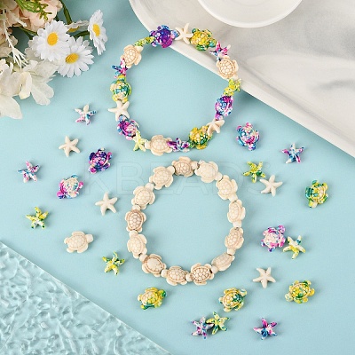 120Pcs 6 Styles Synthetic Turquoise Dyed Beads G-YW0002-30-1